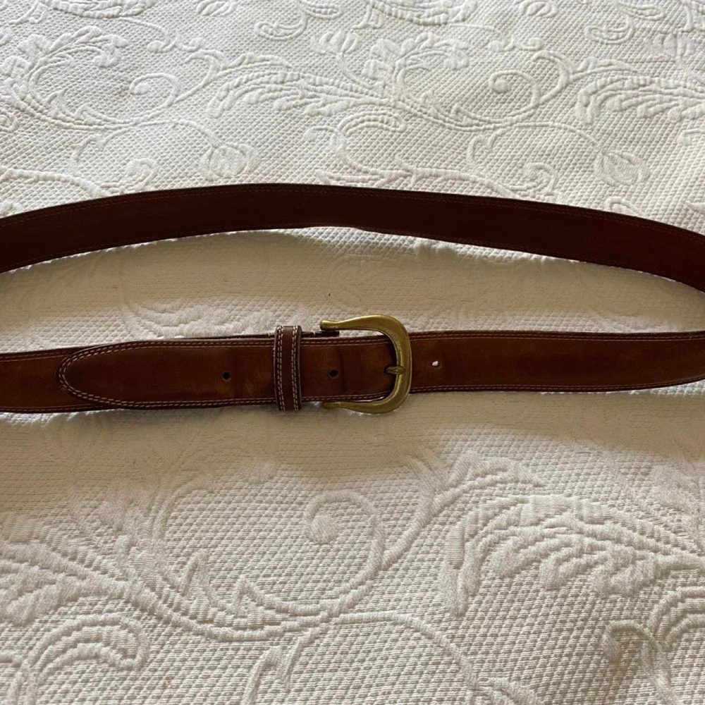 Coach British Tan Leather Brass Belt Buckle Size 38 sblk